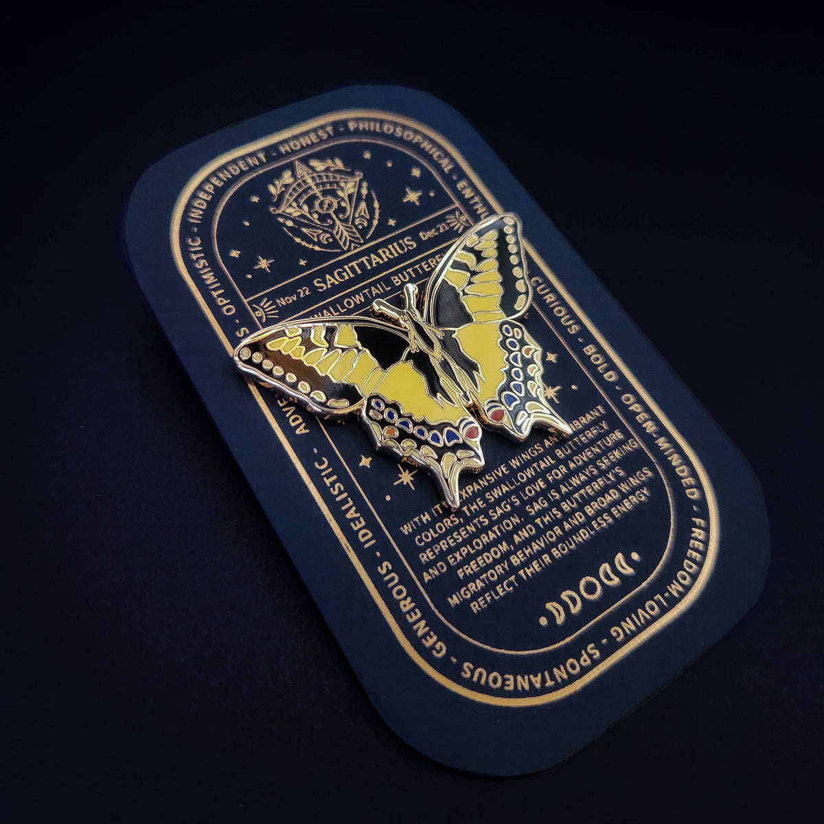 Sagittarius- Zodiac Butterfly and Moth Pins- Swallowtail