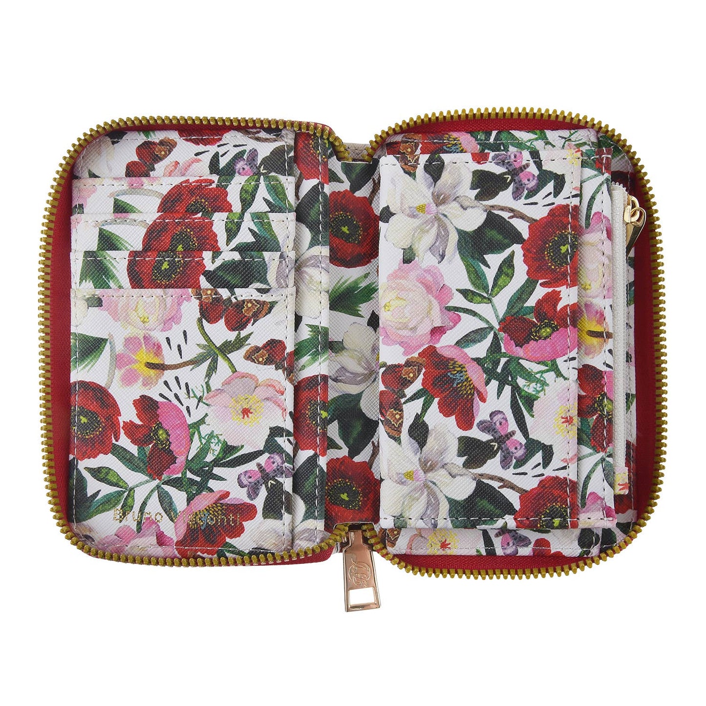 Vegan Leather Zip Wallet - Peonies Style