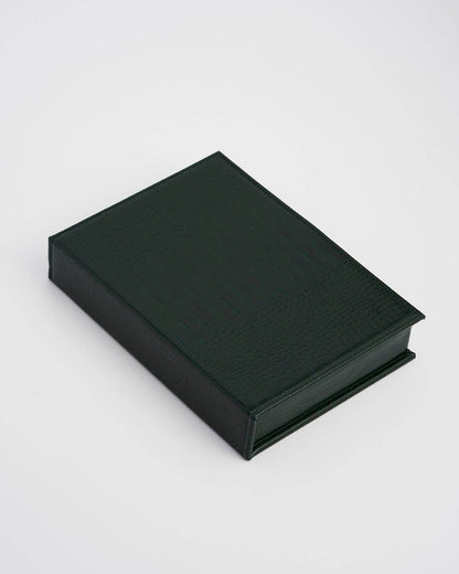 Meadow Scene Embroidered Large Jewelry Box in Forest Green