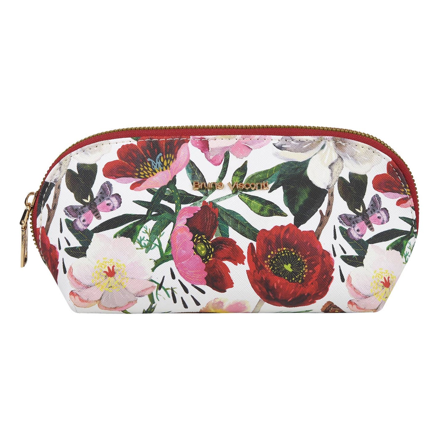 Vegan Leather Zip Pouch (Peonies Style)