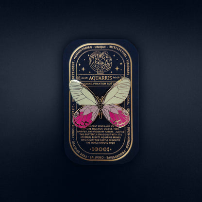 Aquarius - Zodiac Butterfly and Moth Pins- Blushing Phantom