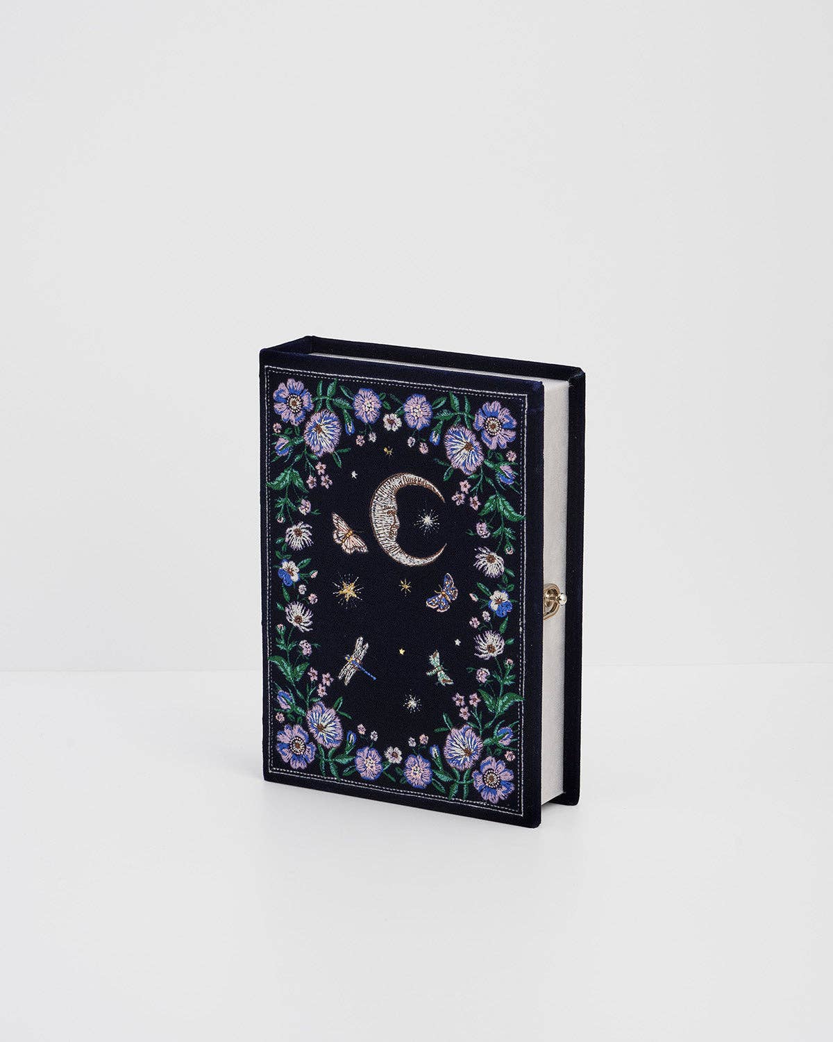Florence Midnight Garden Embroidered Book Box in Navy Velvet