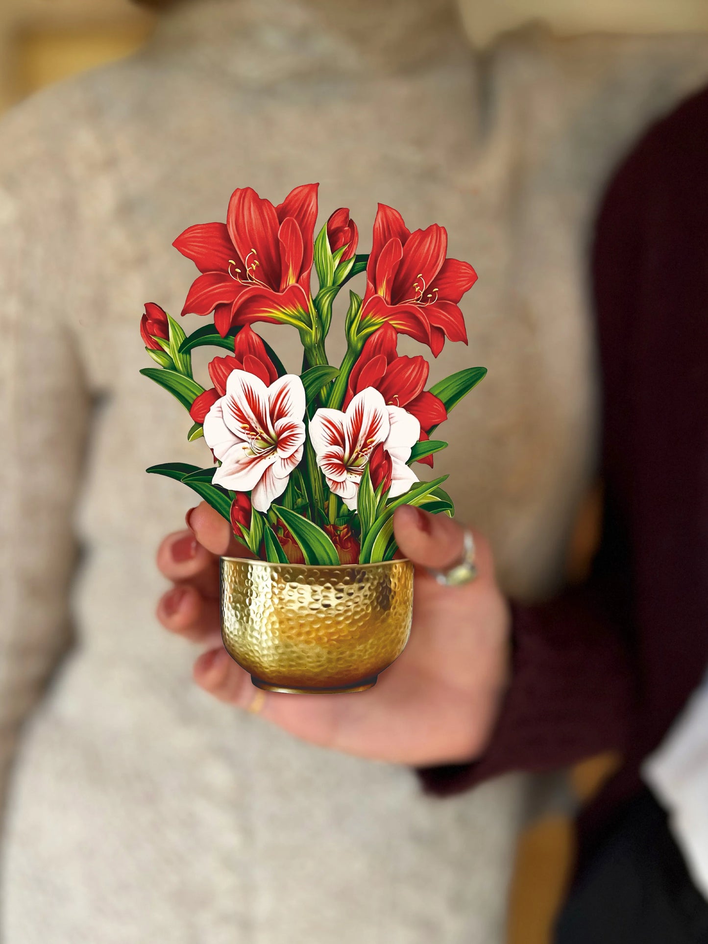 Mini Christmas Scarlet Amaryllis Pop-Up Card