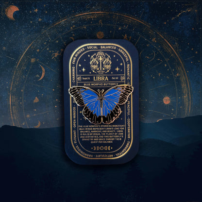 Libra - Zodiac Butterfly and Moth Pins- Blue Morpho