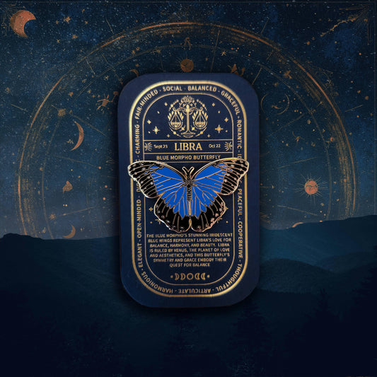 Libra - Zodiac Butterfly and Moth Pins- Blue Morpho