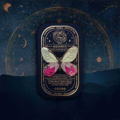 Aquarius - Zodiac Butterfly and Moth Pins- Blushing Phantom