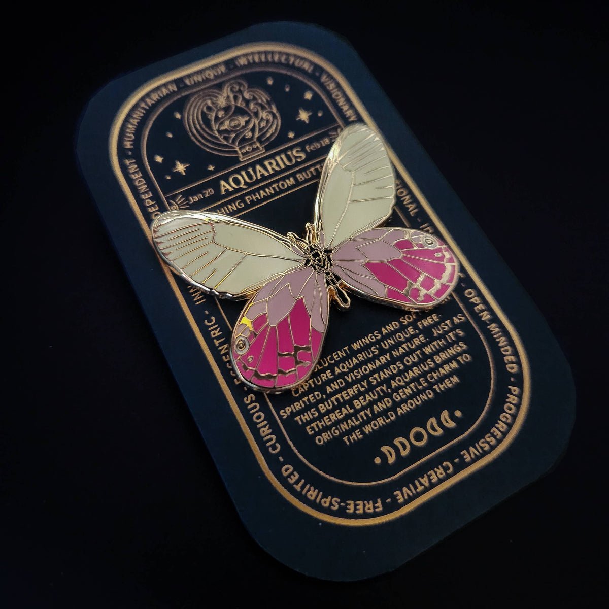 Aquarius - Zodiac Butterfly and Moth Pins- Blushing Phantom