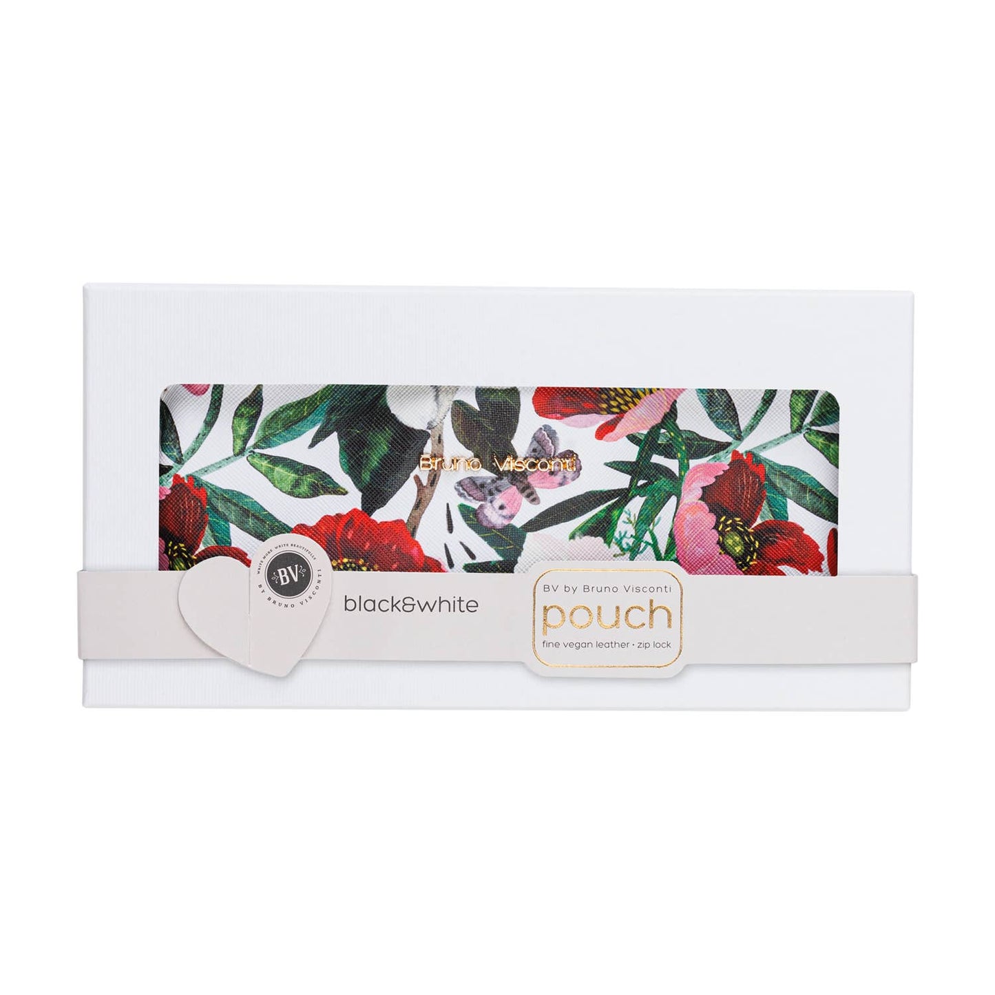 Vegan Leather Zip Pouch (Peonies Style)