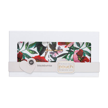 Vegan Leather Zip Pouch (Peonies Style)
