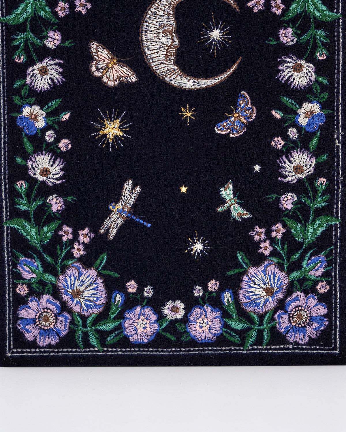 Florence Midnight Garden Embroidered Book Box in Navy Velvet