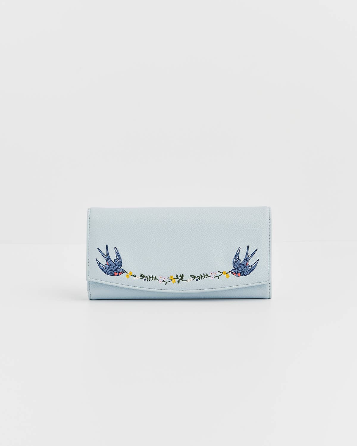 Bird Blue Embroidered Wallet