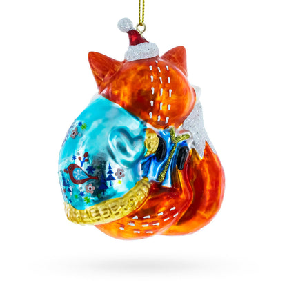 Fox with Gifts Glass Ornament