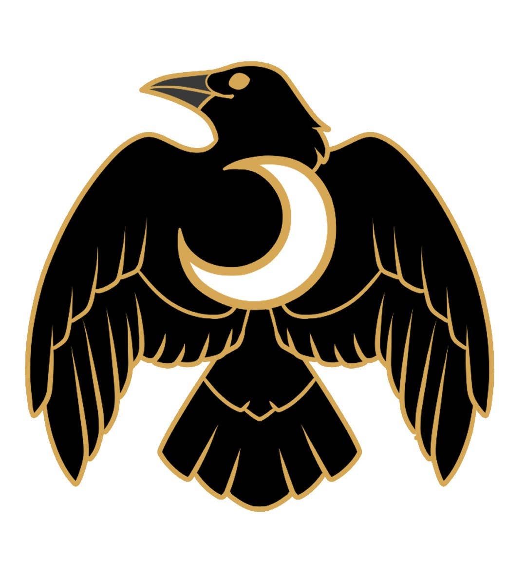 Moon Crow Cutout Black Hard Enamel Pin