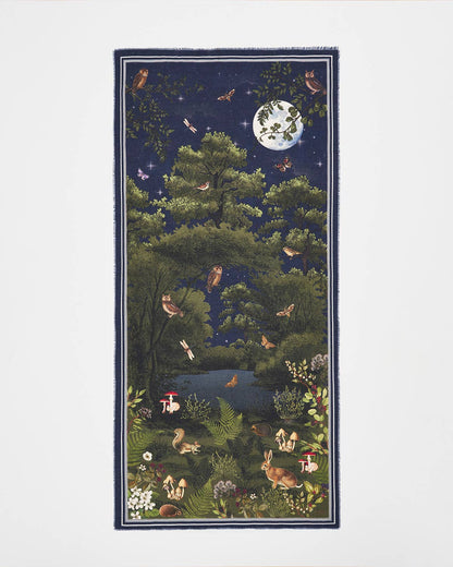Woodland Meadow Large Rectangle Scarf in Navy