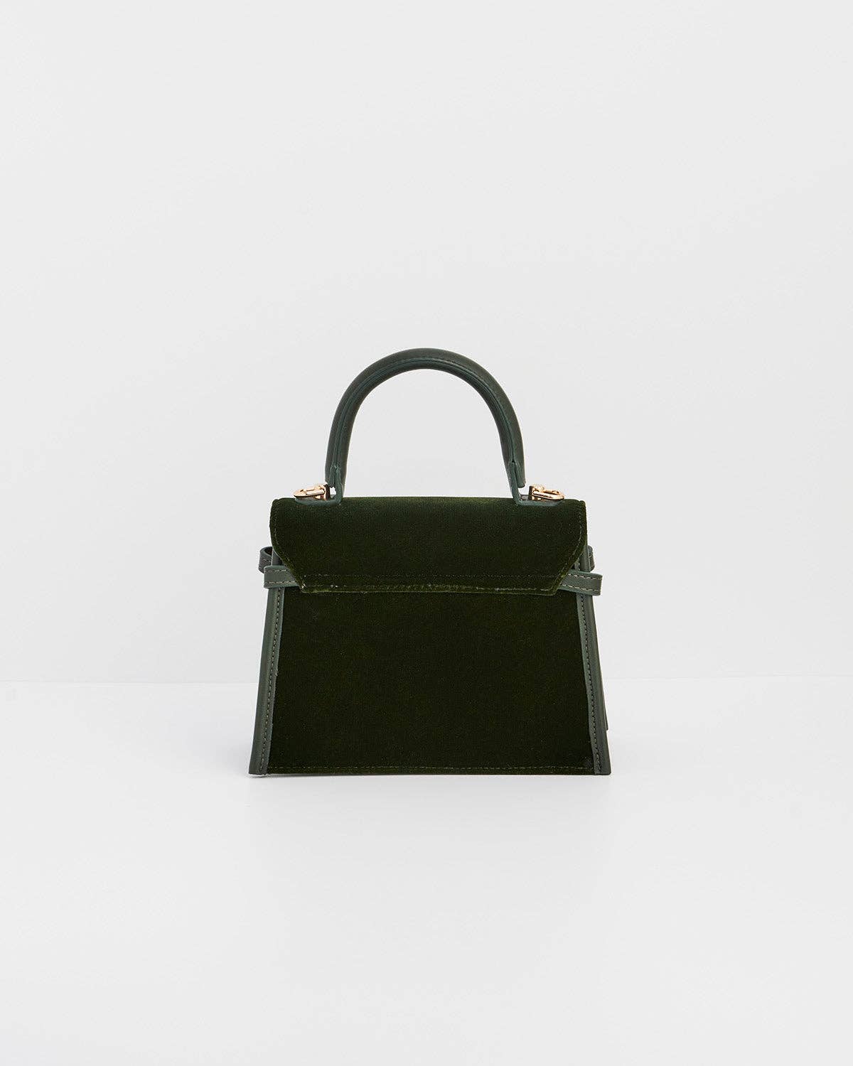 Eliza Wren Embroidered Top Handle Purse in Green Velvet