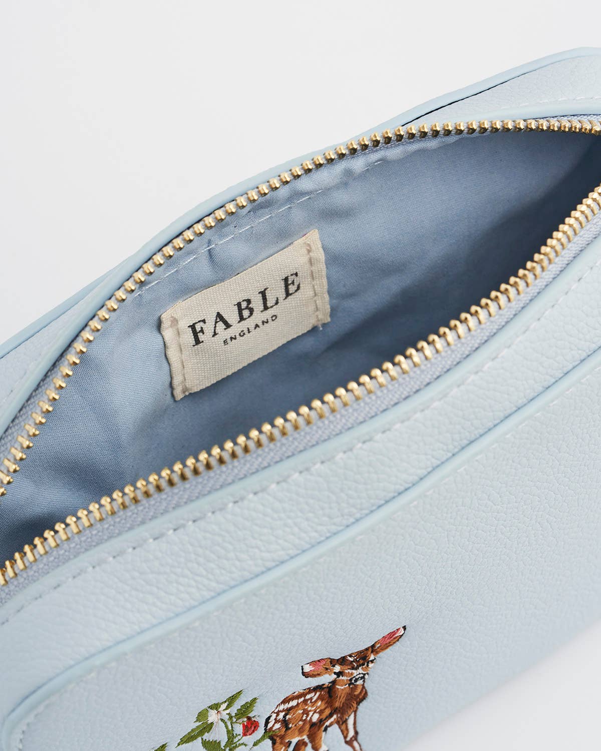 Strawberry & Fawn Blue Embroidered Camera Bag