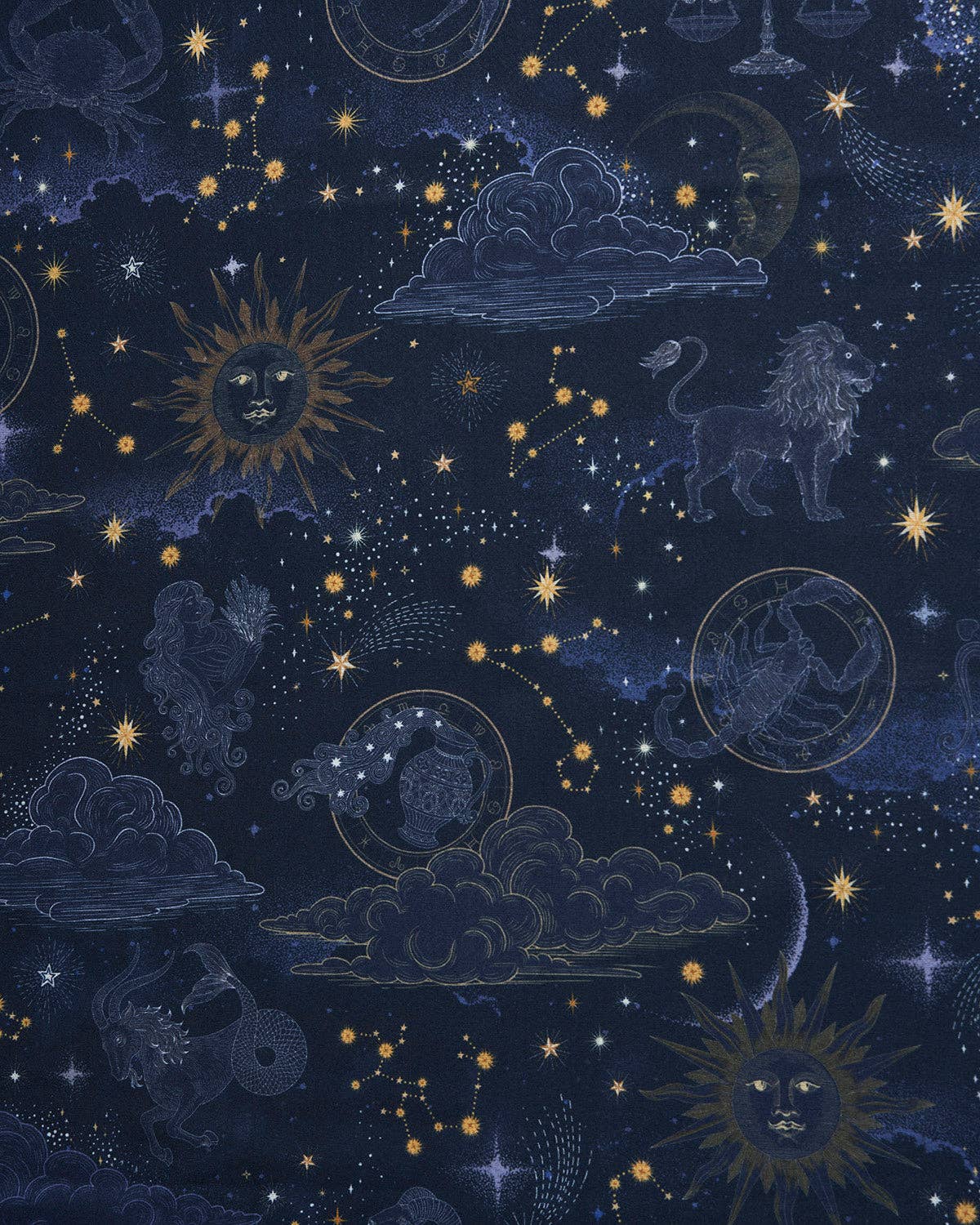 Zodiac Long Fringed Scarf in Navy