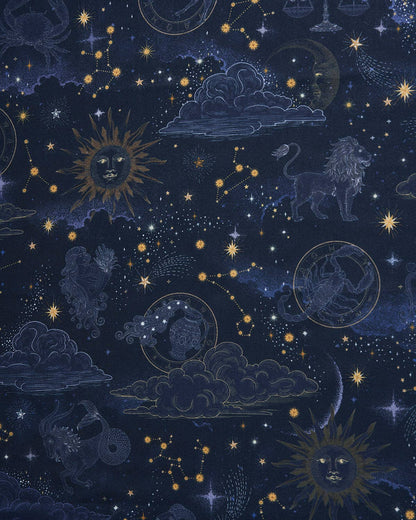 Zodiac Long Fringed Scarf in Navy