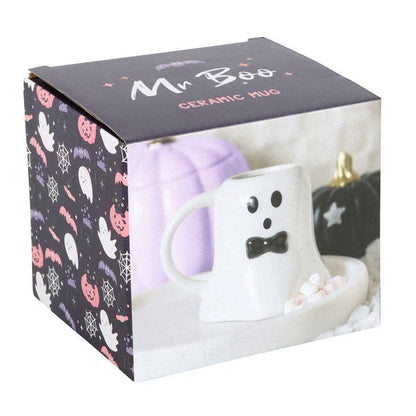 Mr. Boo Ghost Shaped Halloween Mug with Bow Tie