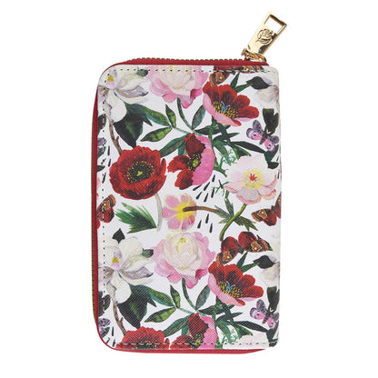 Vegan Leather Zip Wallet - Peonies Style