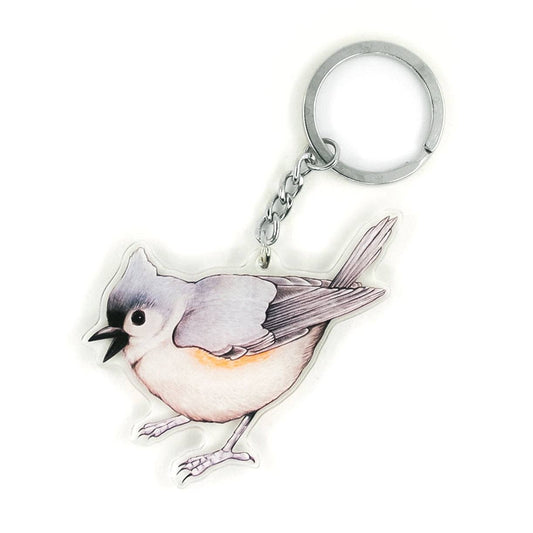 Tufted Titmouse Bird Double-Sided Acrylic Keychain