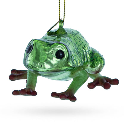 Green Frog Glass Ornament