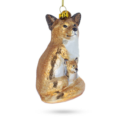 Mother and Baby Fox Glass Ornament