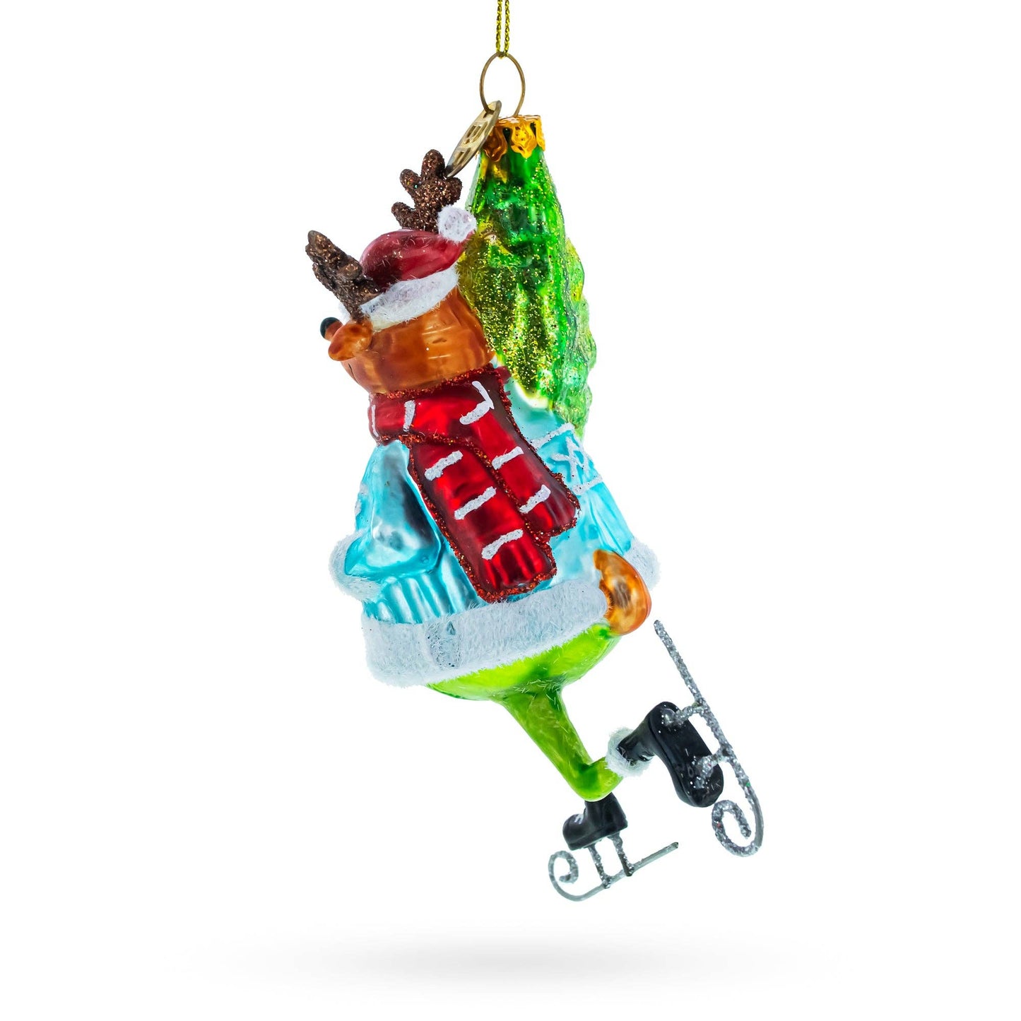Fox Ice Skating Glass Ornament