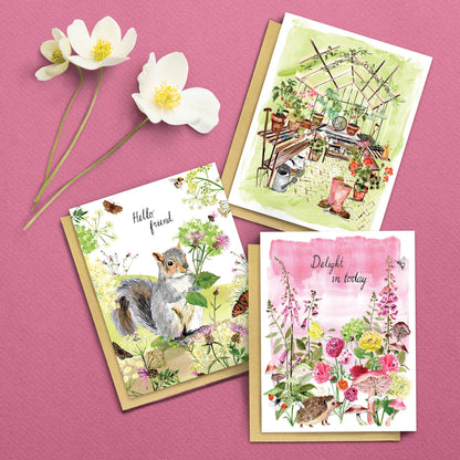Squirrel with Flower Birthday Card