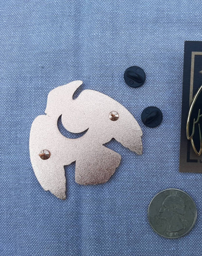 Moon Crow Cutout Black Hard Enamel Pin