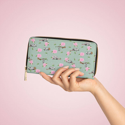 Opossums and Blossoms Zipper Wallet Pouch