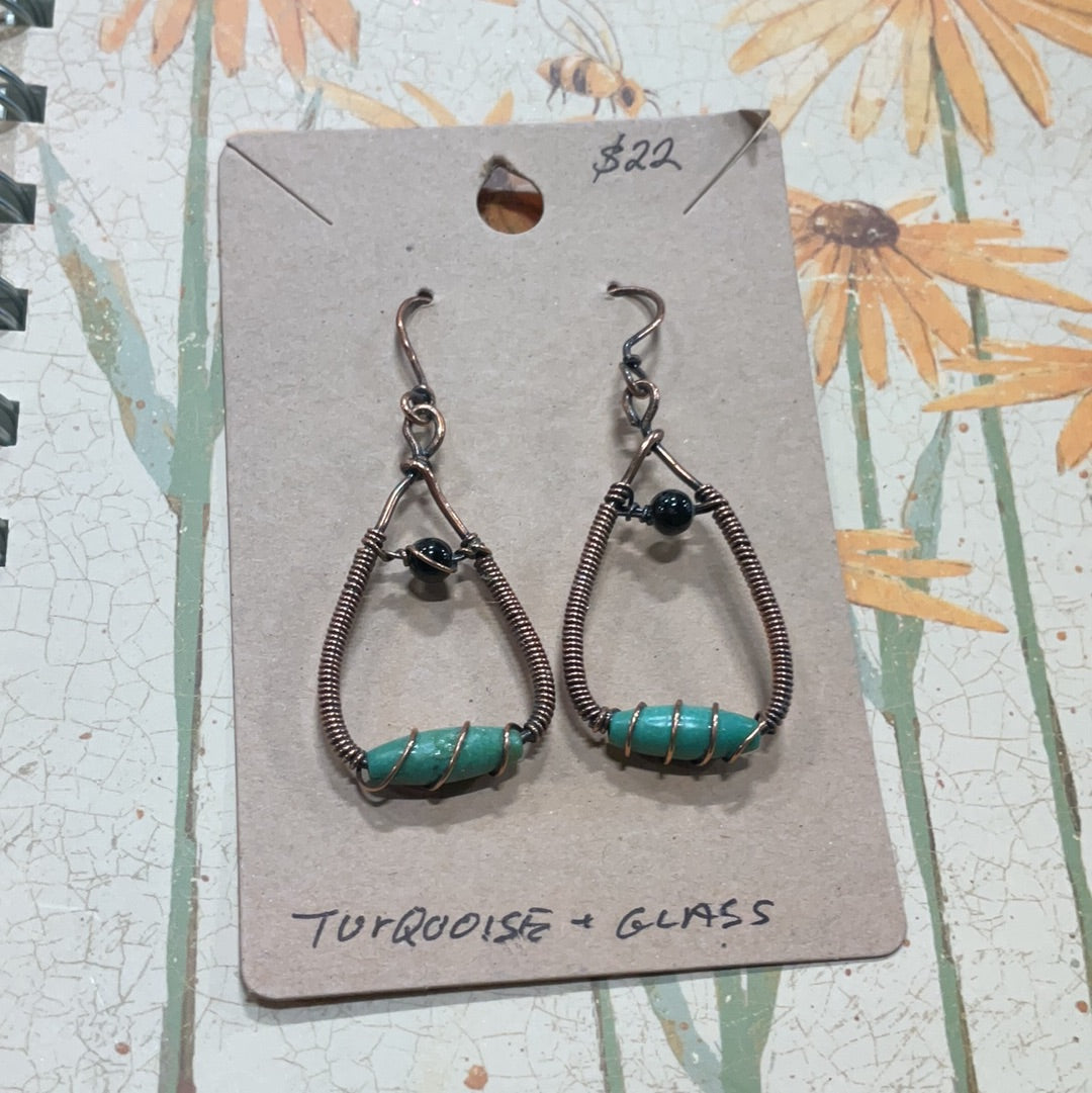 Turquoise and Glass Earrings