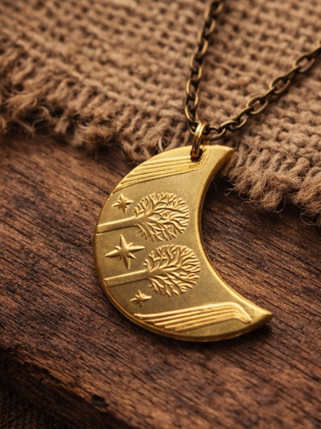 RIVENDELL™ Golden Moon Necklace in Brass