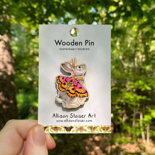 Sheep Moth Desert Cottontail Rabbit Wooden Pin (Sustainably Sourced)