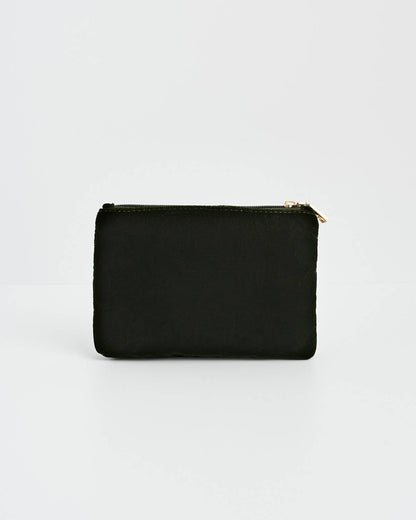 Sunflower Green Velvet Embroidered Pouch