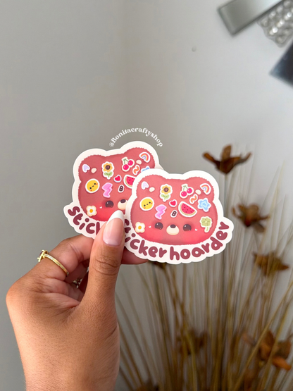Sticker Hoarder Bear Kawaii Sticker 2.5 inches| Stationary