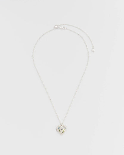 Floral "Forget Me Not" Heart Silver Locket Necklace