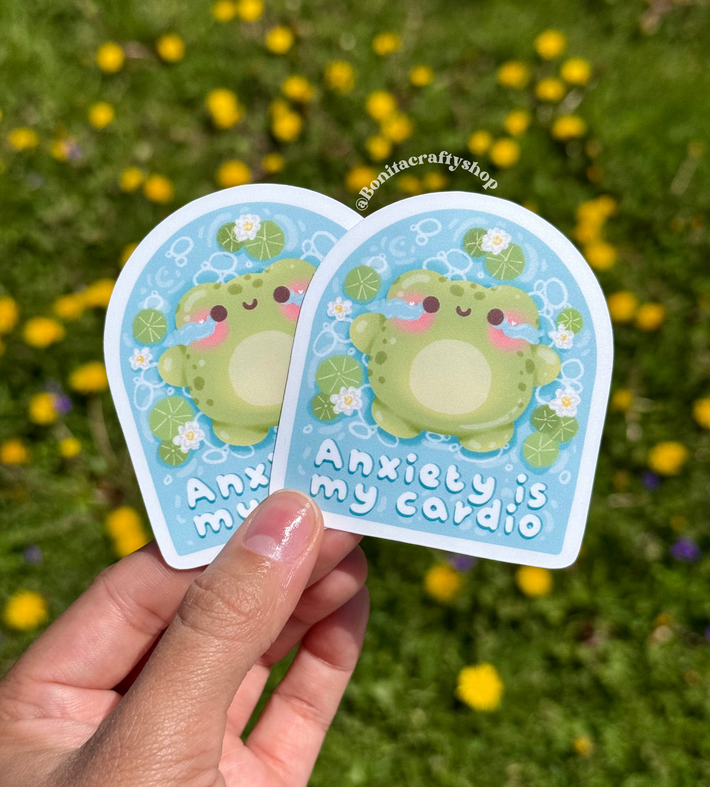 Anxiety Is My Cardio Frog Matte Waterproof Sticker Vinyl