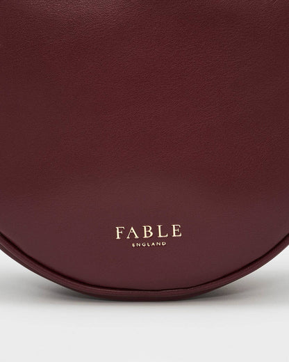 Chloe Owl Embroidered Circle Bag in Burgundy