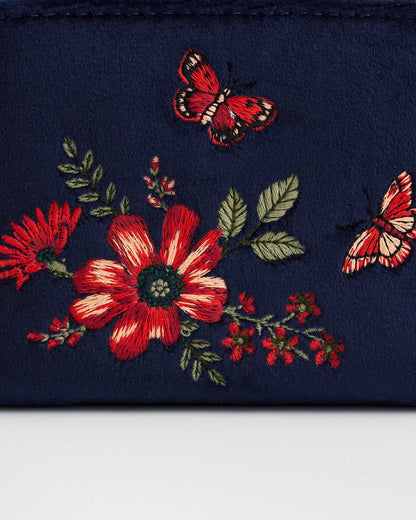Floral Navy Velvet Wallet