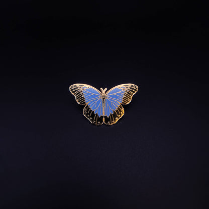 Libra - Zodiac Butterfly and Moth Pins- Blue Morpho