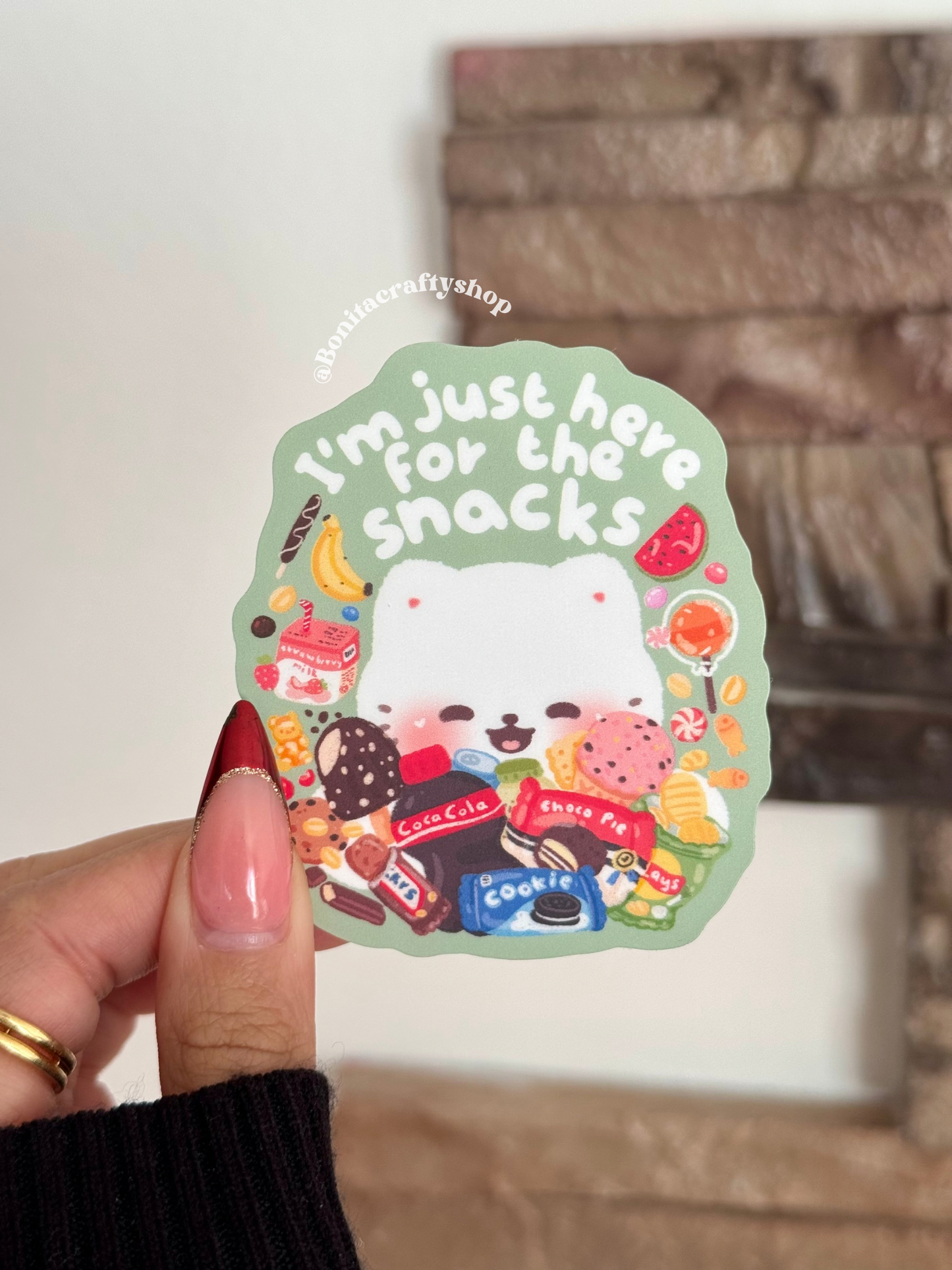 I'm Just Here For The Snacks Matte Sticker Vinyl