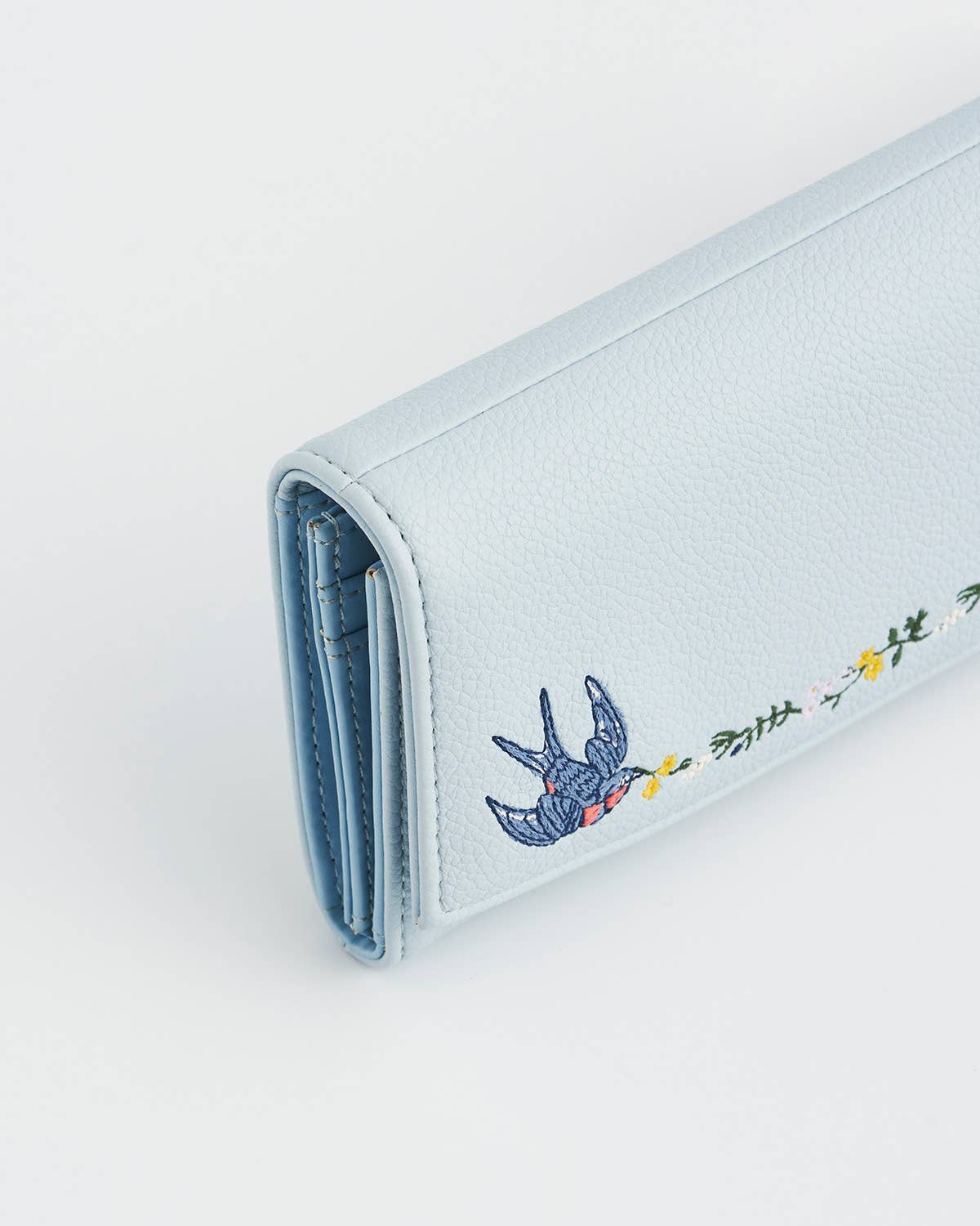 Bird Blue Embroidered Wallet