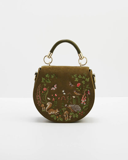 Charlotte Meadow Scene Embroidered Saddle Bag
