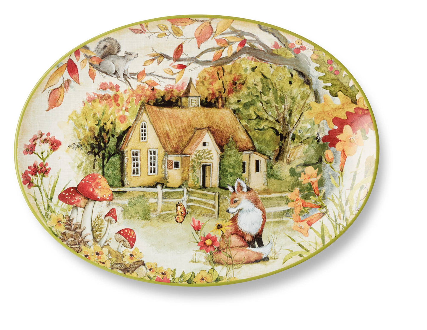 Woodland Critters Fall Oval Platter 16in x 12in