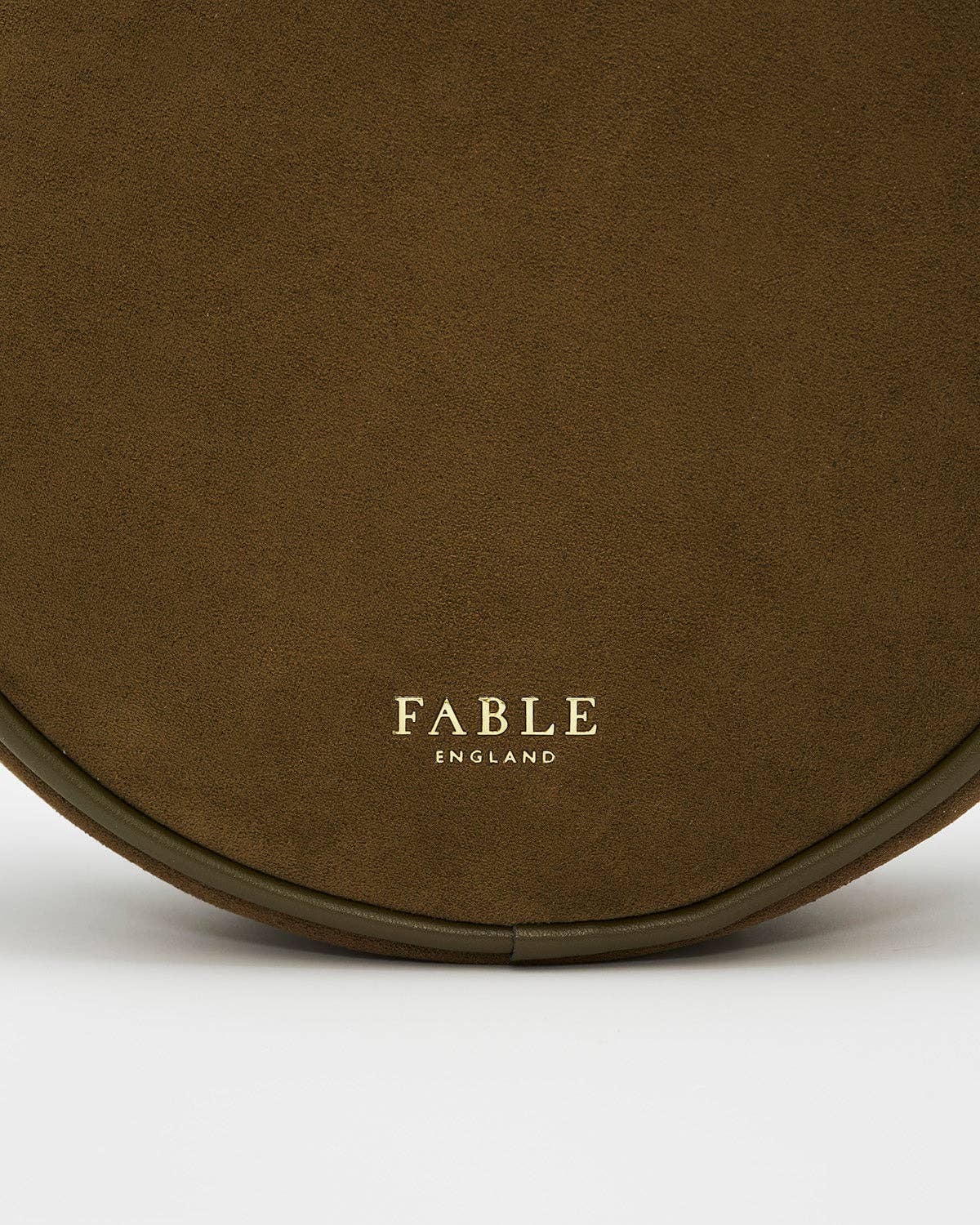 Chloe Hedgehog Embroidered Circle Bag in Khaki Suedette