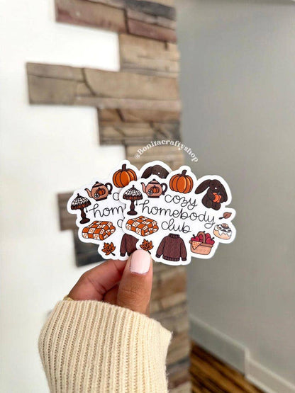 Cozy Homebody Club Glossy/Sparkle Fall Sticker Vinyl