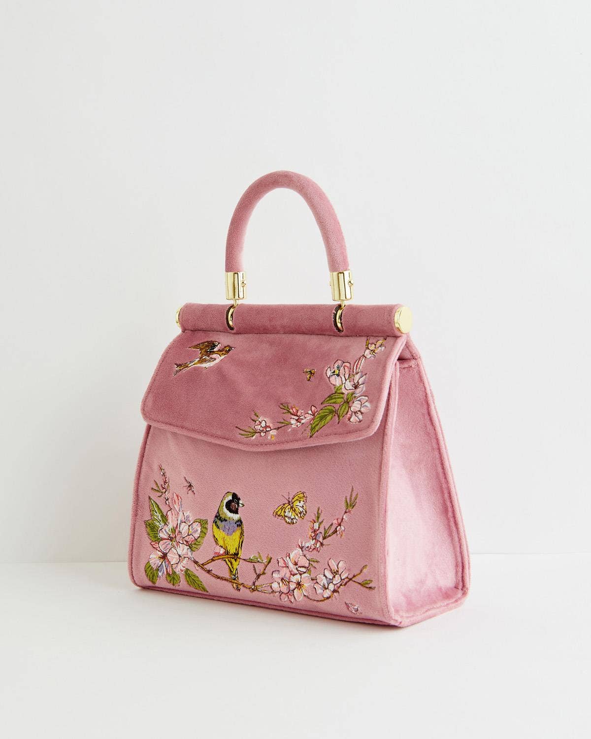 FABLE Morning Song Bird Embroidered Mini Pink Tote