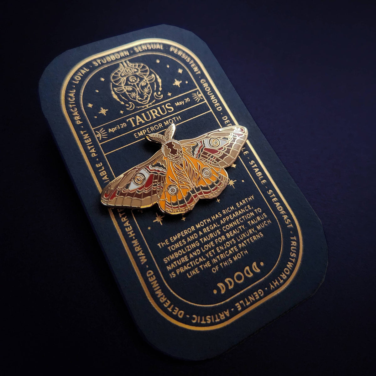 Taurus - Zodiac Butterfly and Moth Pin- Emperor Moth