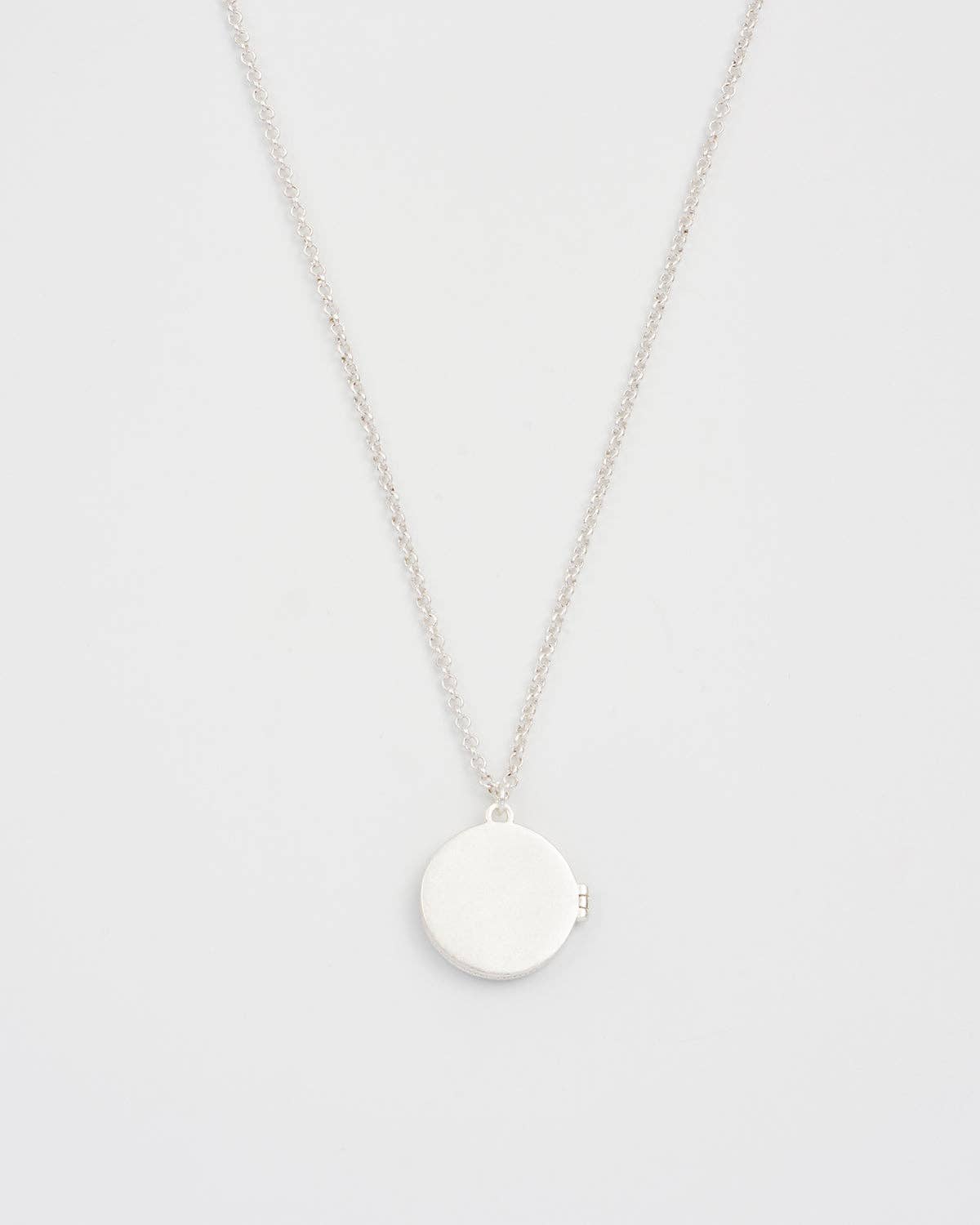 Nightshade Moon Round Silver Locket Chain Necklace